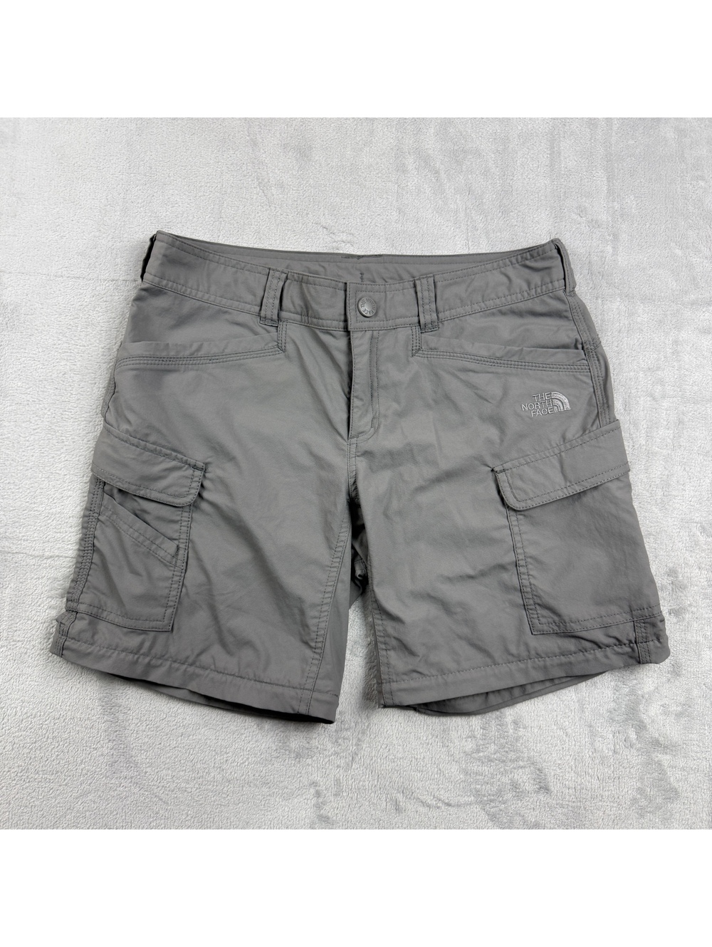 The North Face Womens Gray Cargo Shorts Hiking Outdoor Nylon Stretch Utility 4
